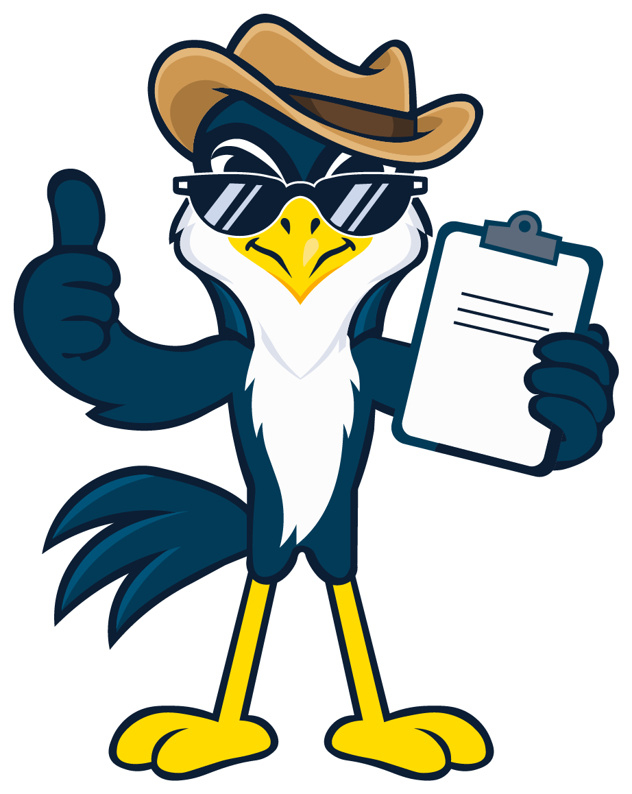 Rocco the Road Runner with a quote clipboard
